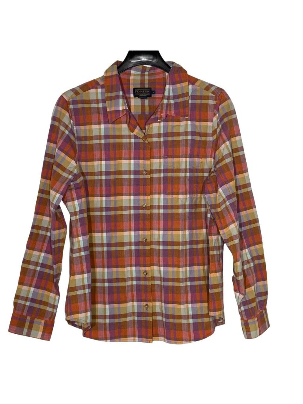 Pendleton Plaid Button Up Shirt‎ Sz XL Cotton Fall Preppy Autumn Harvest